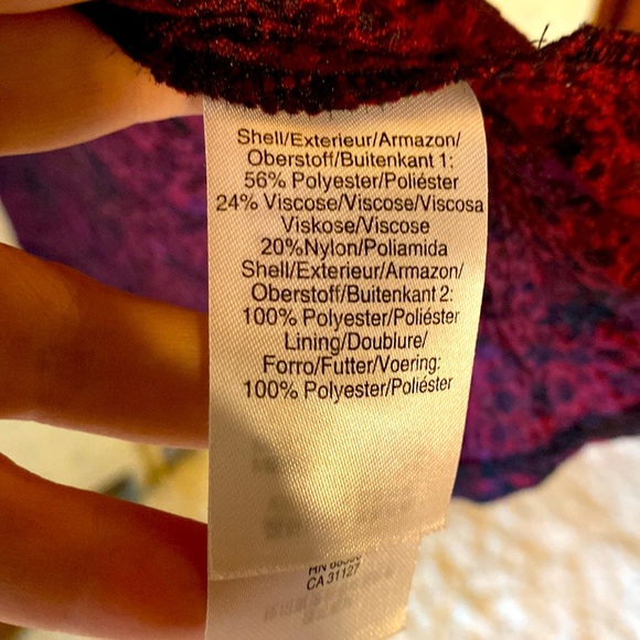 DKNY JACQUARD FIT & FLARE DRESS with SIDE PANELS Red & Black Sz … - Picture 13 of 15